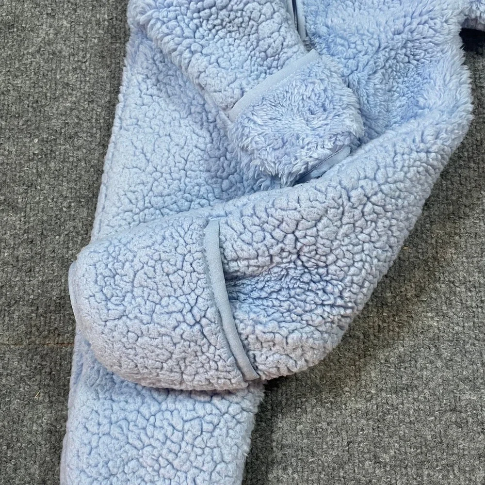 Nike Sherpa Fleece Bunting Snow Suit Coverall Baby 3M Light Blue Hooded Full Zip
